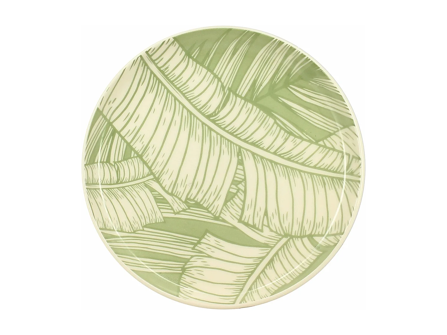 Novastyl - Lot 6 Assiettes Dessert Leaves 20cm En Gres Vert