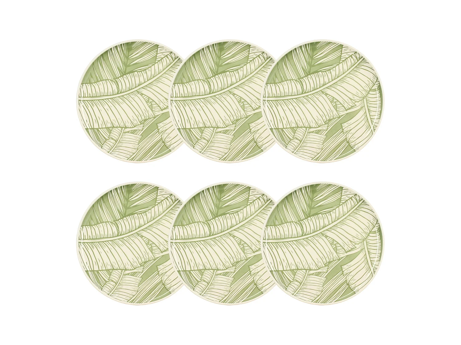 Novastyl - Lot 6 Assiettes Plates 26cm En Gres Vert