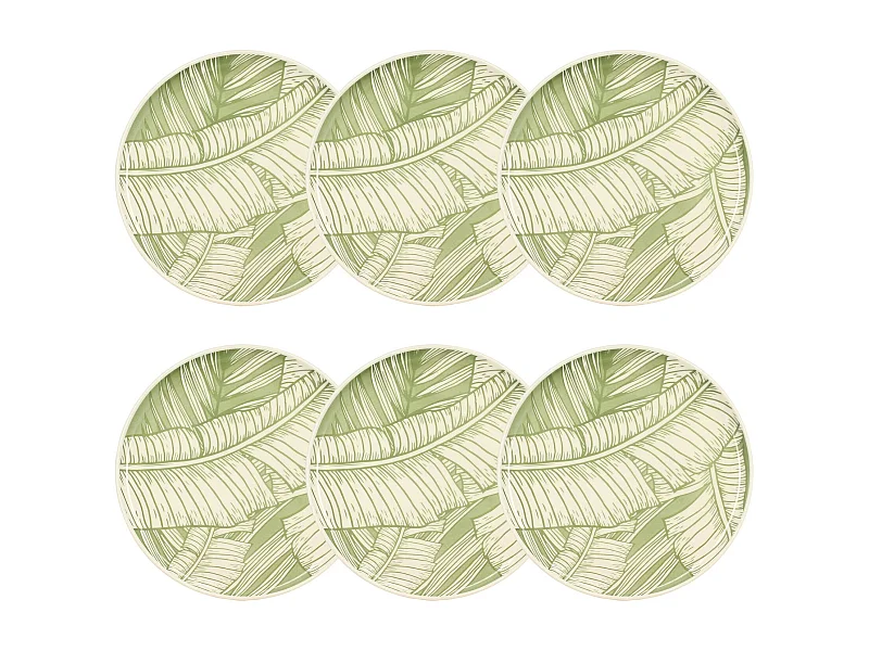 Novastyl - Lot 6 Assiettes Plates 26cm En Gres Vert