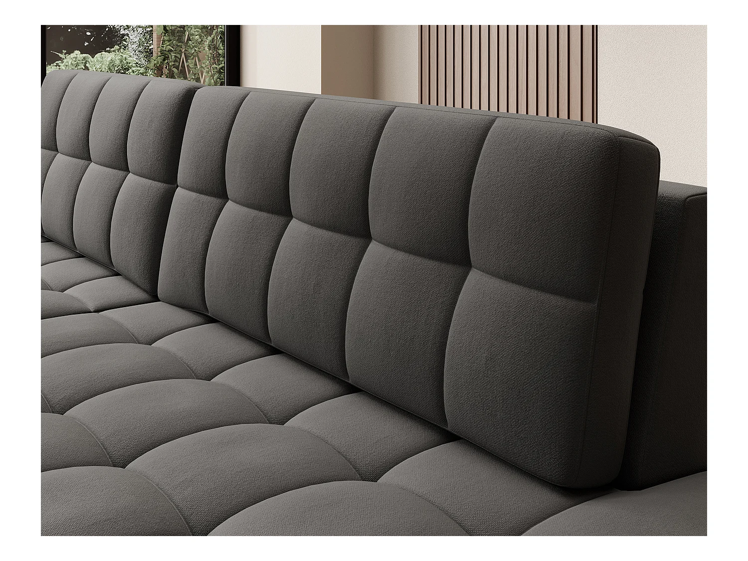 Canapé d'angle KELLY velours - Rangement et convertible-Gris-Méridienne A gauche