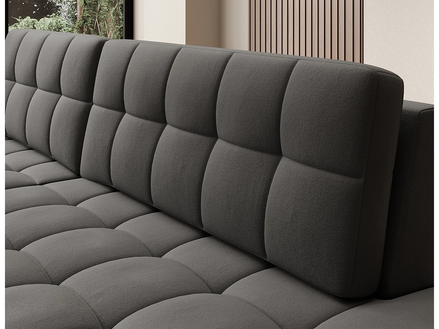 Canapé d'angle KELLY velours - Rangement et convertible-Gris-Méridienne A gauche