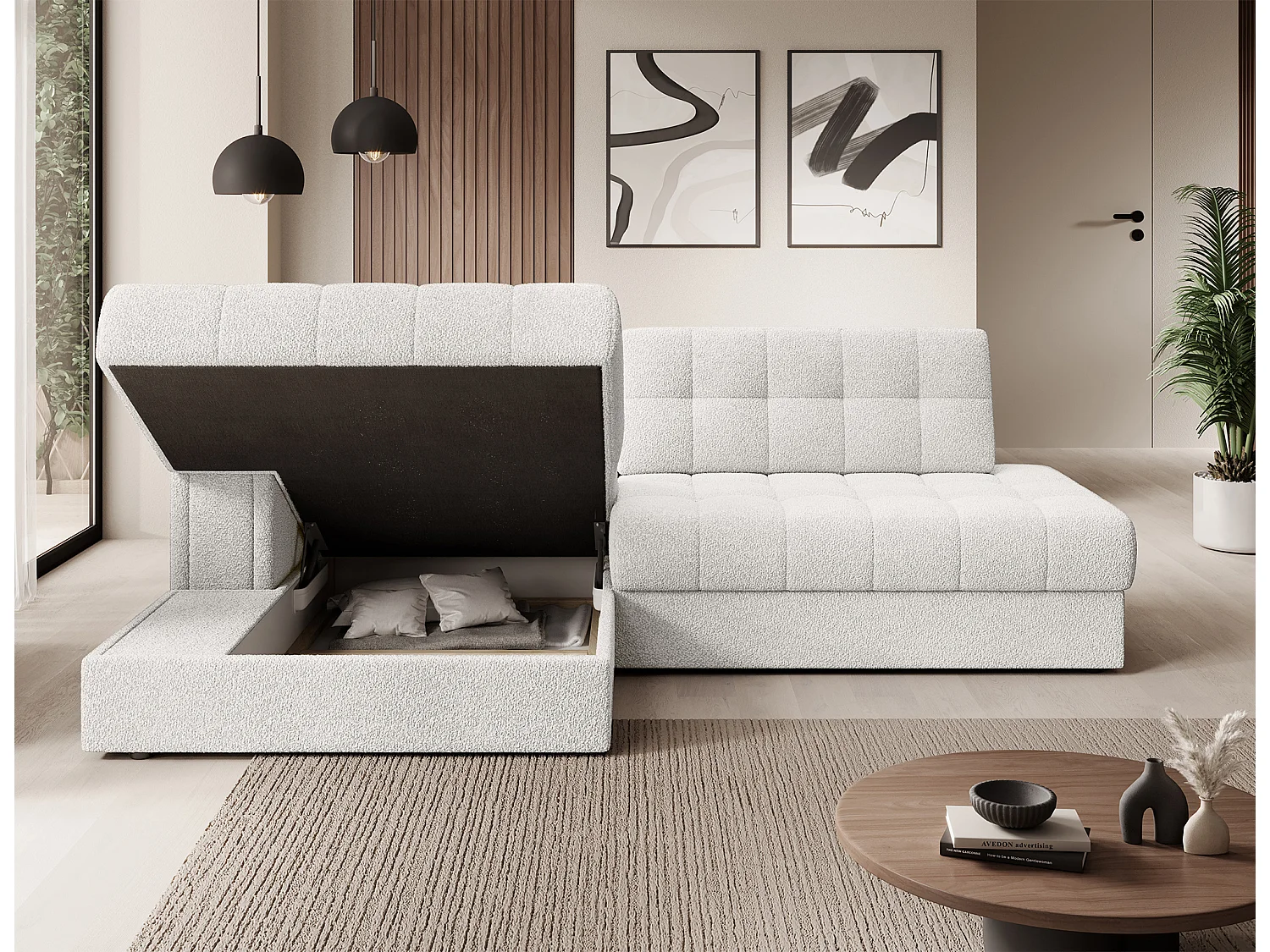 Ecksofa Mila L/Stoffbezug/Braun