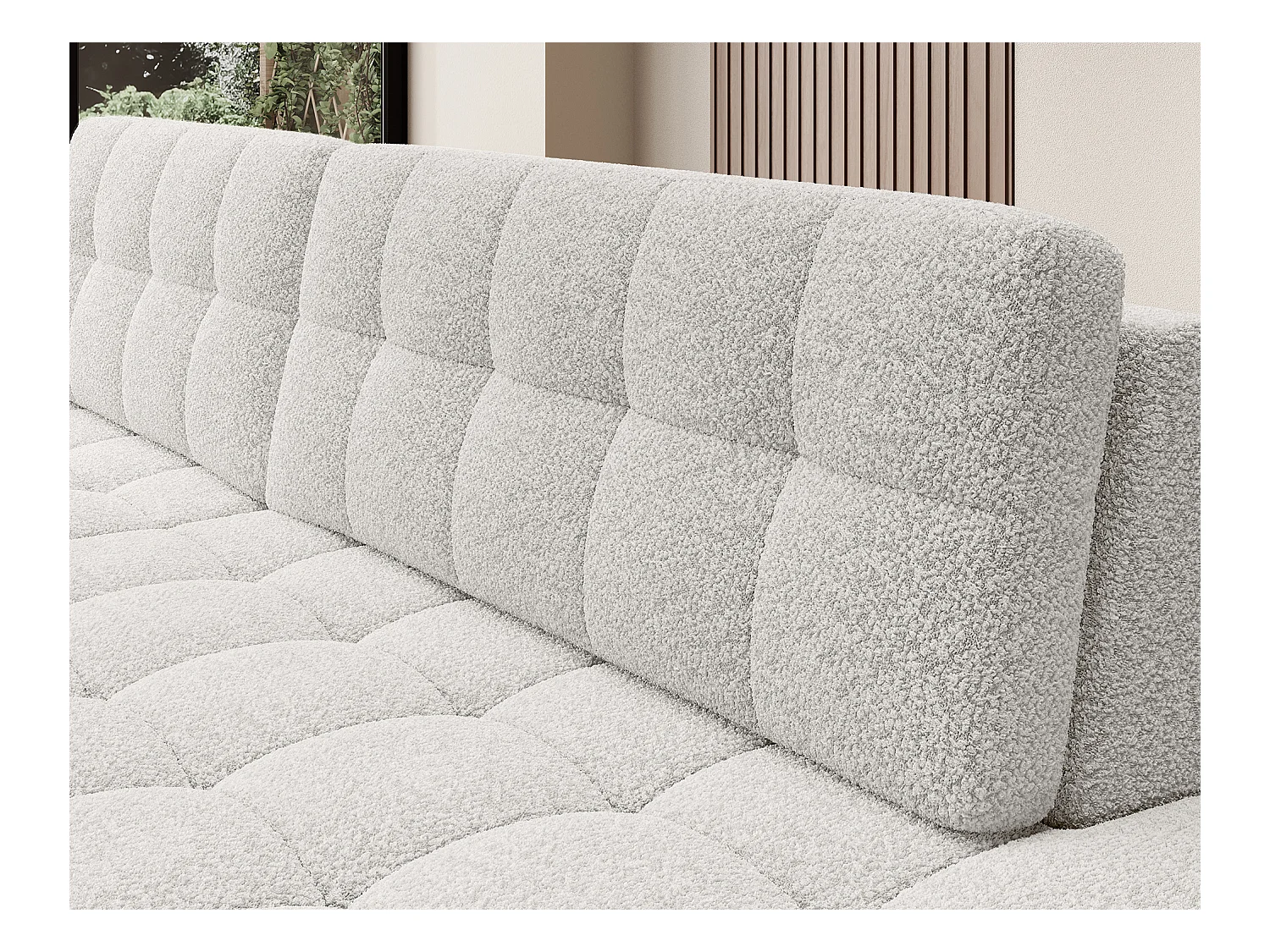 Canapé d'angle Mila L/revêtement tissu/Blanc-Bouclé