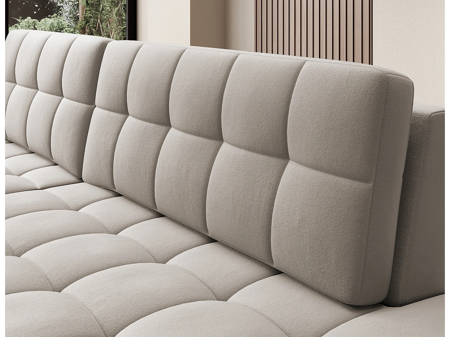 Canapé d'angle KELLY velours - Rangement et convertible-Taupe-Méridienne A gauche