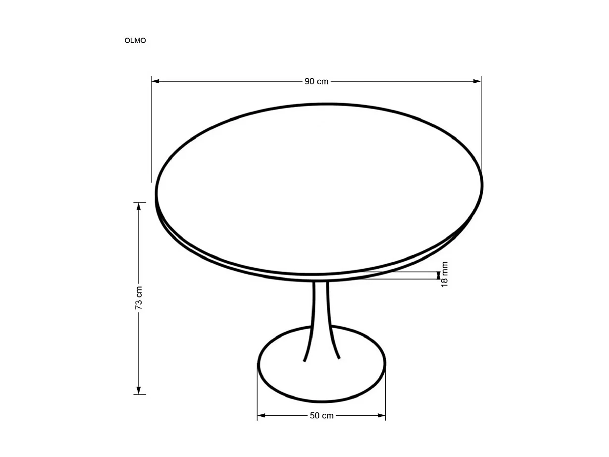 Tavolo da pranzo Olmo/Rotondo/Marrone e Nero