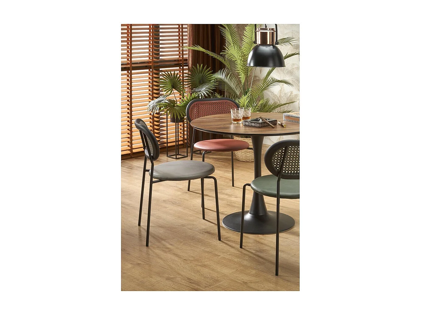 Tavolo da pranzo Olmo/Rotondo/Marrone e Nero