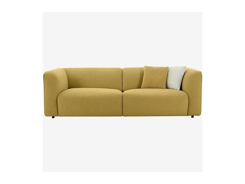 Habitat - Canapé 4 places en tissu bouclette - Jaune moutarde - Design by Nicole Aptel - Temoli