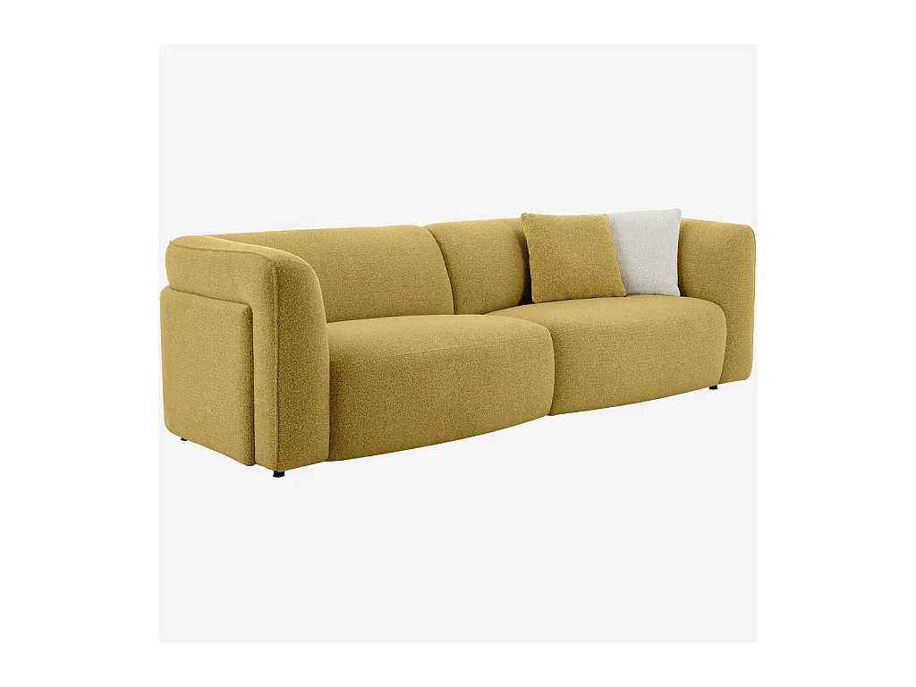 Habitat - Canapé 4 places en tissu bouclette - Jaune moutarde - Design by Nicole Aptel - Temoli