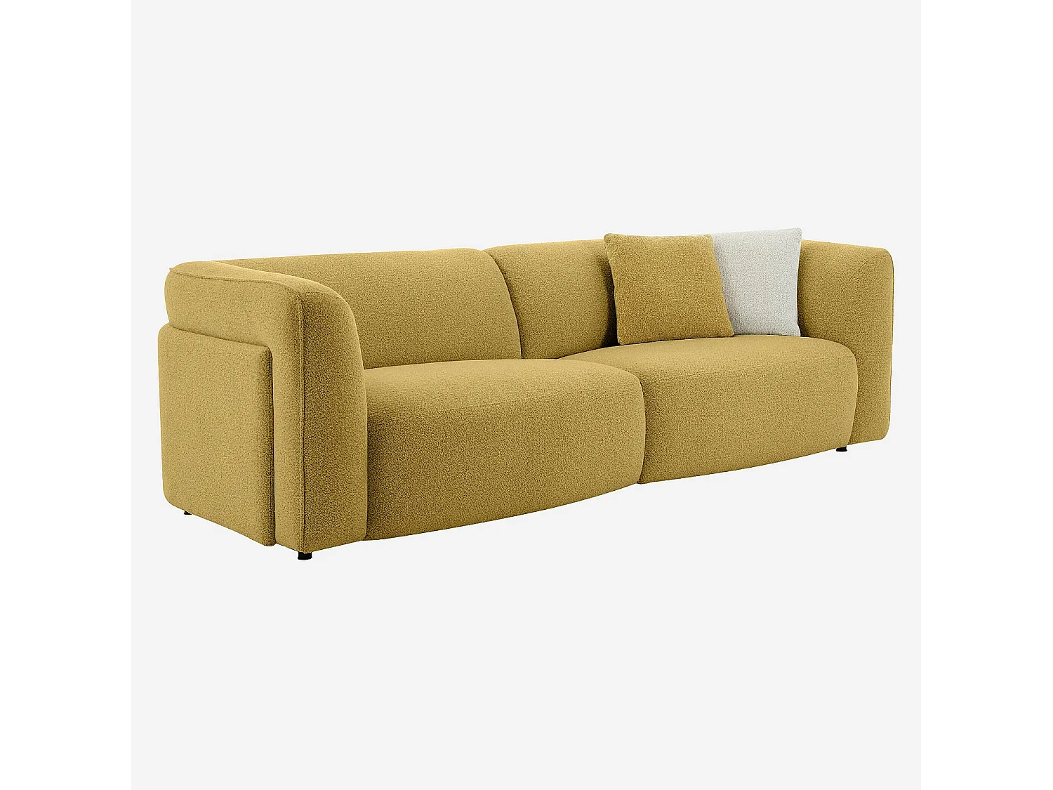 Habitat - Canapé 4 places en tissu bouclette - Jaune moutarde - Design by Nicole Aptel - Temoli