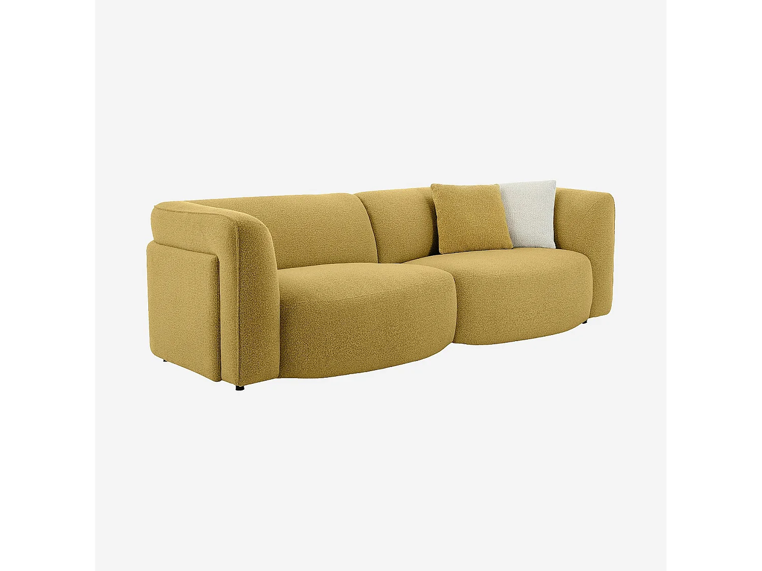 Canapé 4 places en tissu bouclette - Jaune moutarde - Design by Nicole Aptel