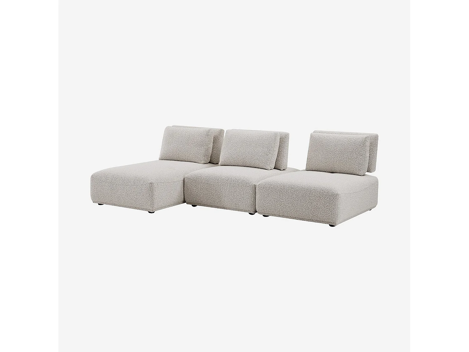 Habitat - Canapé 3 places modulable en tissu bouclette avec dossier avance-recule - Gris perle - Rudolf