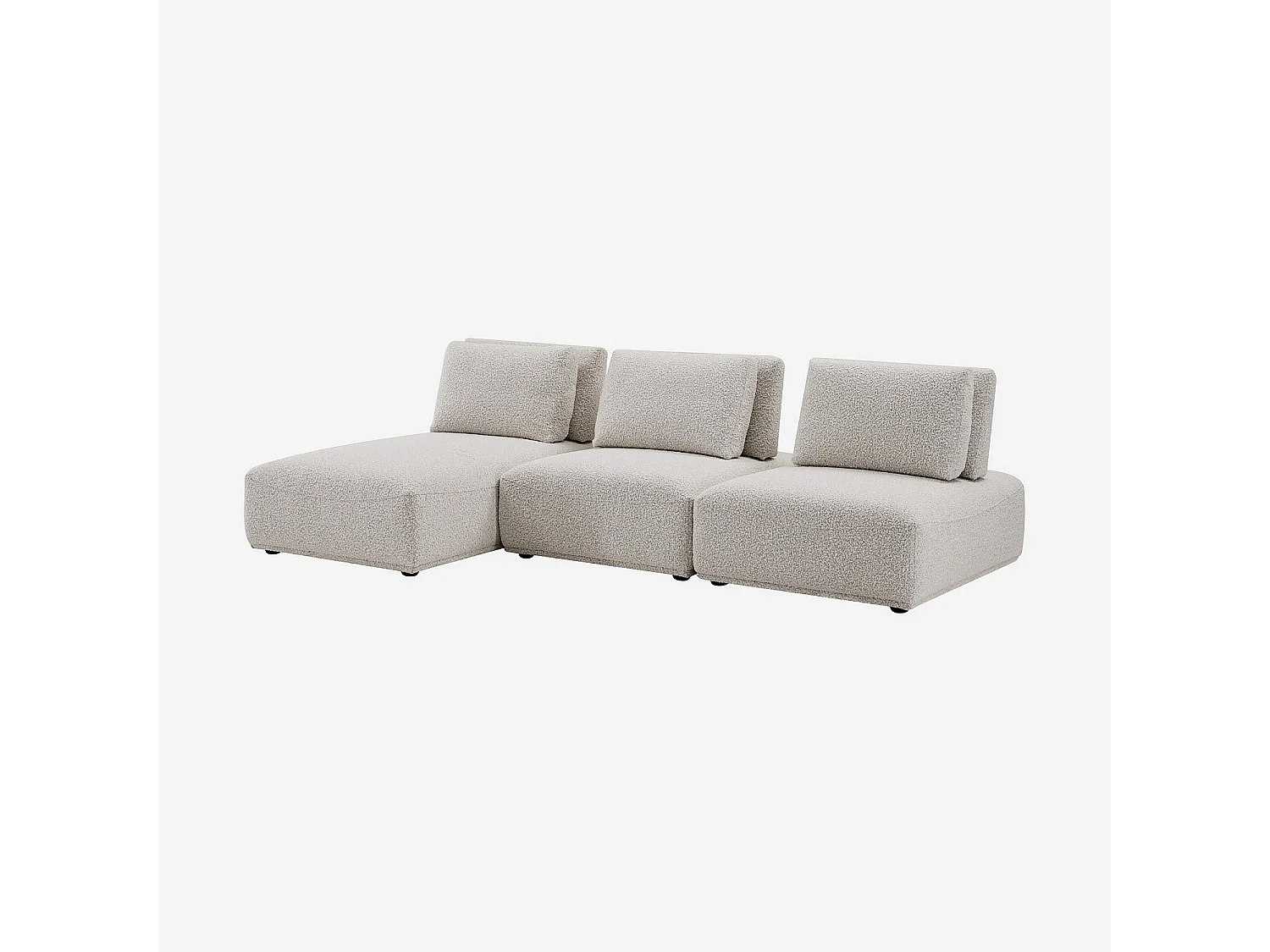 Habitat - Canapé 3 places modulable en tissu bouclette avec dossier avance-recule - Gris perle - Rudolf