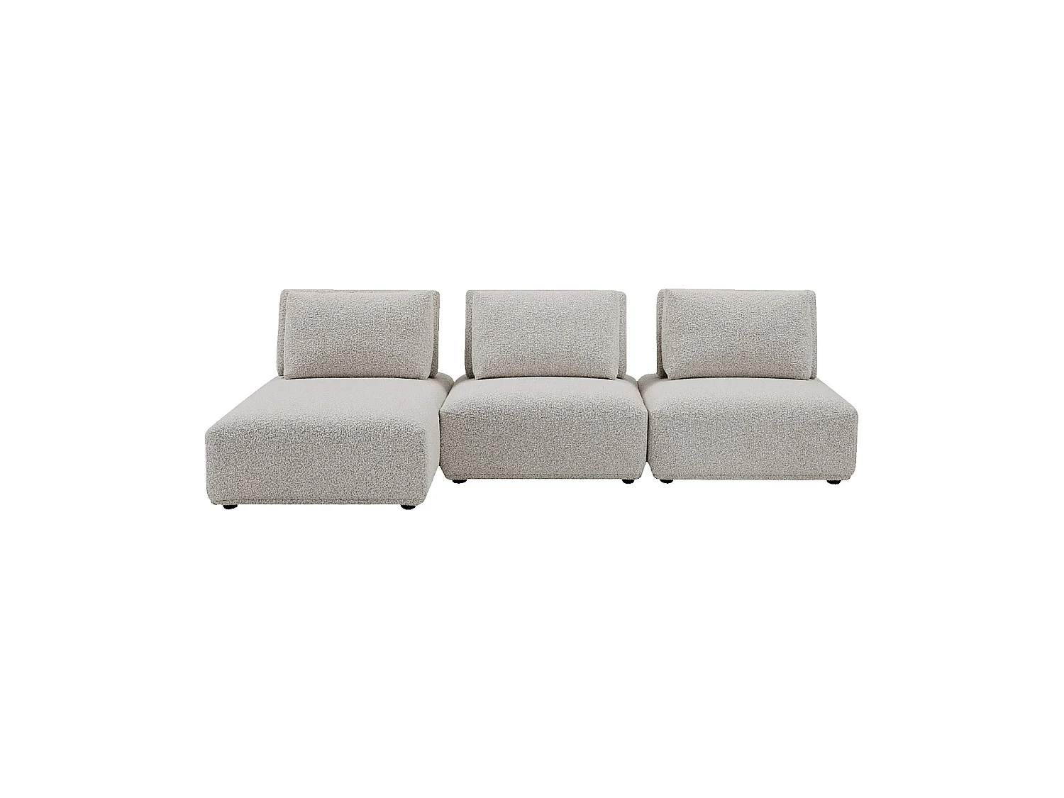 Habitat - Canapé 3 places modulable en tissu bouclette avec dossier avance-recule - Gris perle - Rudolf