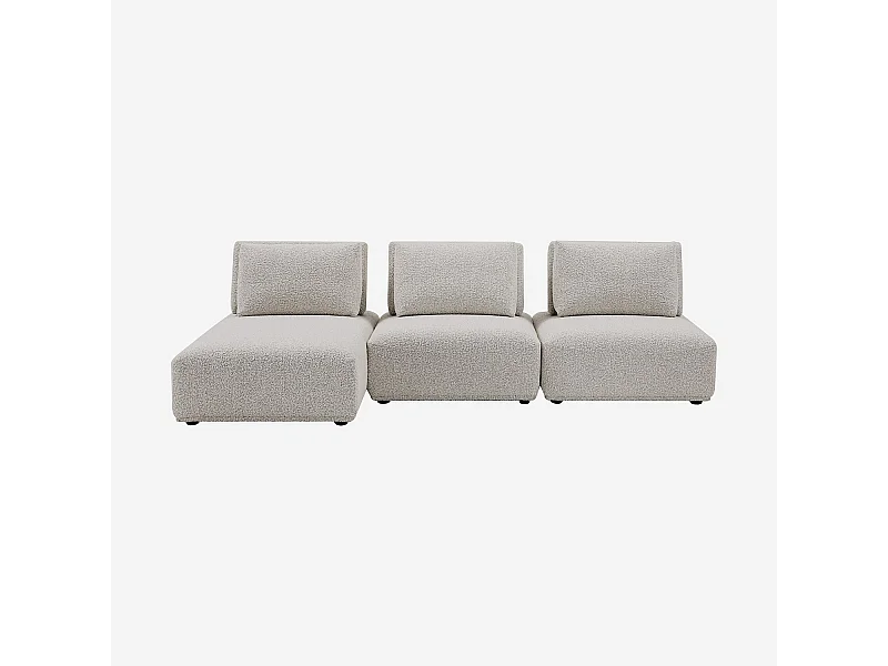 Habitat - Canapé 3 places modulable en tissu bouclette avec dossier avance-recule - Gris perle - Rudolf