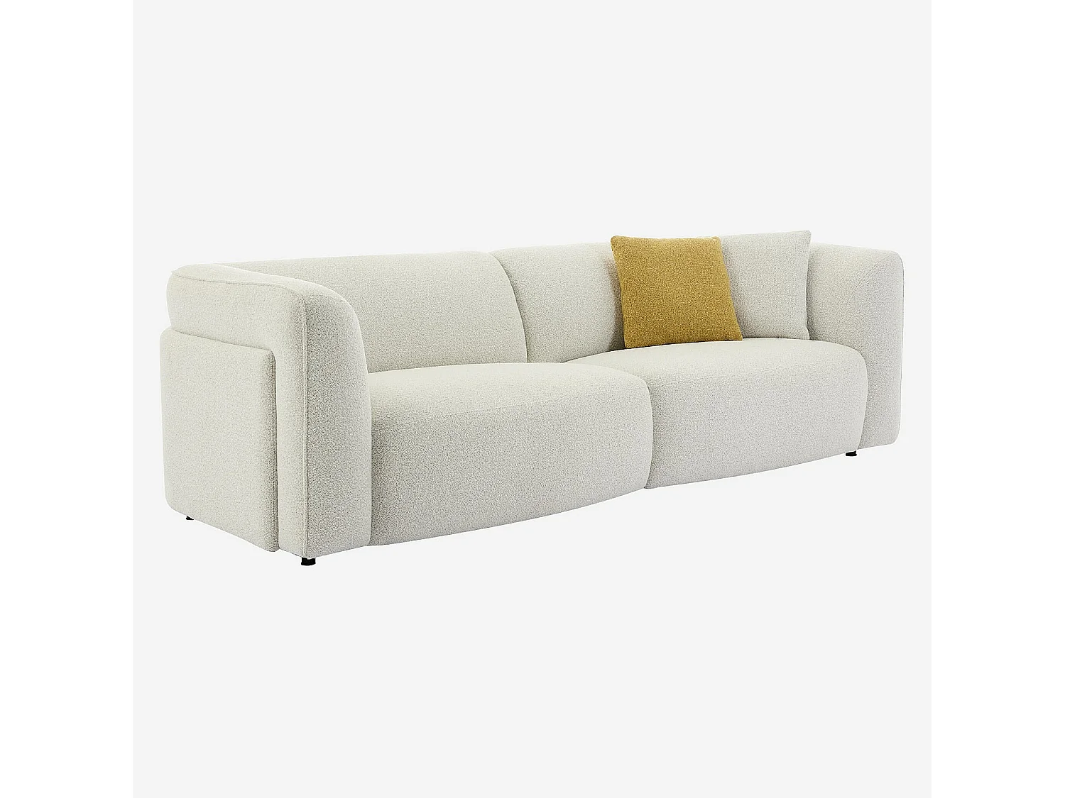 Habitat - Canapé 4 places en tissu bouclette - Crème - Design by Nicole Aptel - Temoli