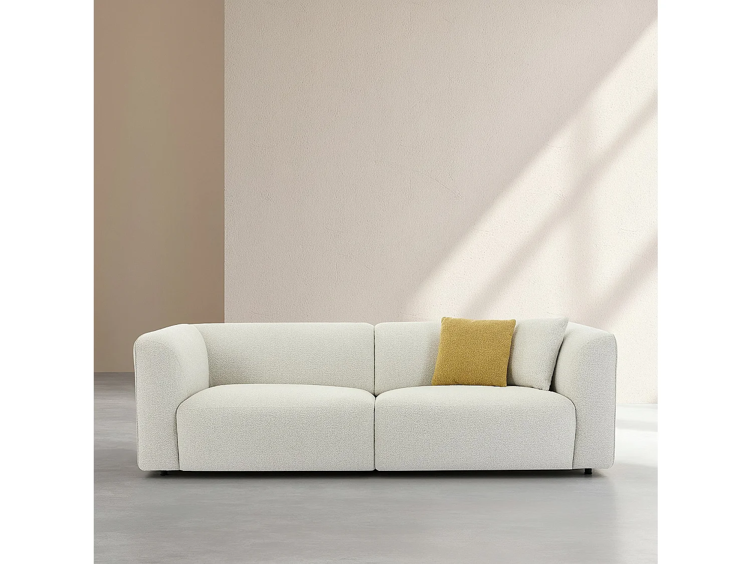Habitat - Canapé 4 places en tissu bouclette - Crème - Design by Nicole Aptel - Temoli
