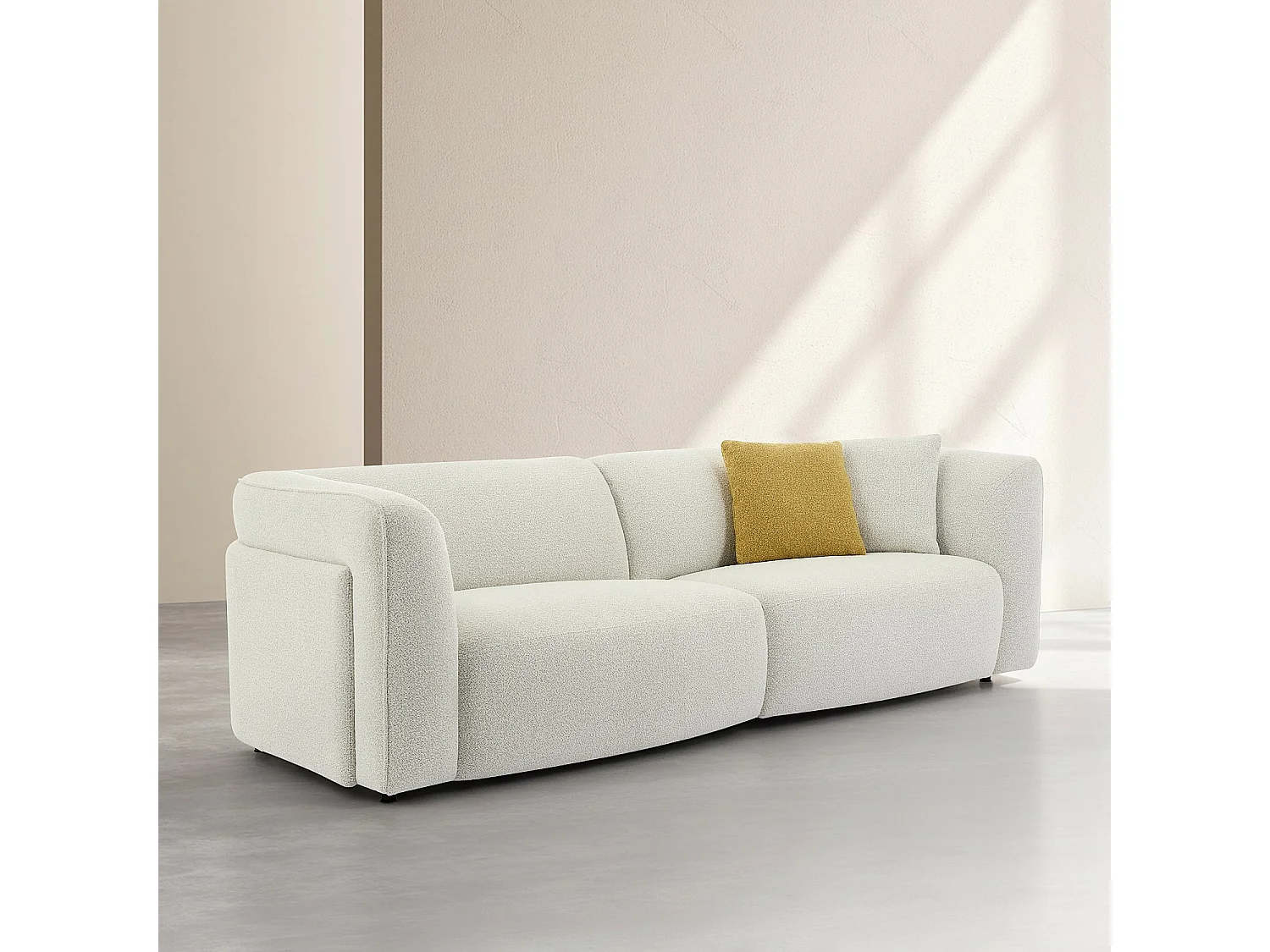 Habitat - Canapé 4 places en tissu bouclette - Crème - Design by Nicole Aptel - Temoli