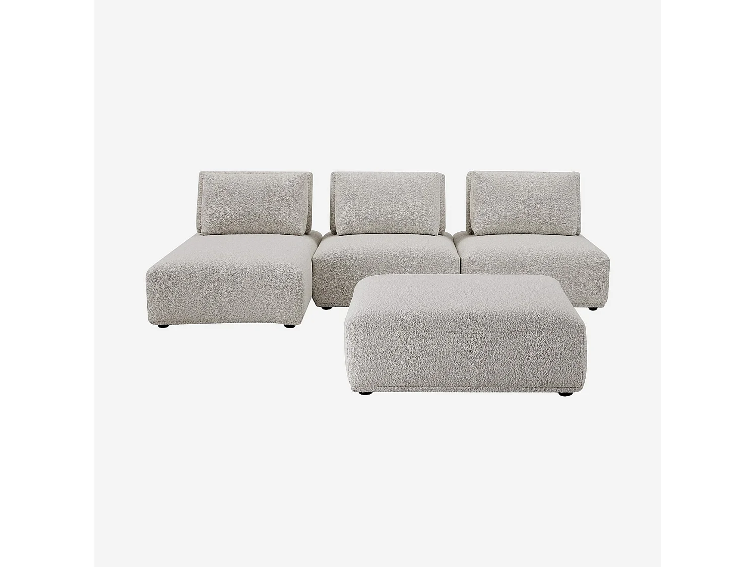 Habitat - Canapé 3 places modulable en tissu bouclette avec dossier avance-recule et repose-pieds - Gris perle - Rudolf