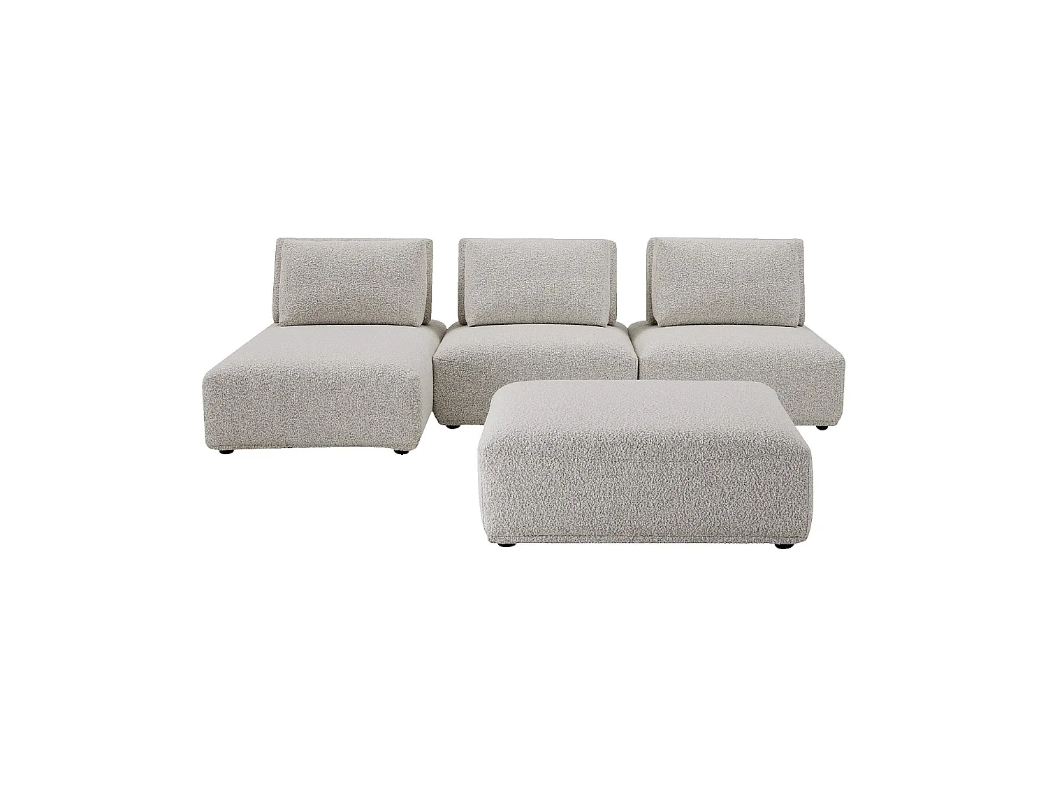 Habitat - Canapé 3 places modulable en tissu bouclette avec dossier avance-recule et repose-pieds - Gris perle - Rudolf