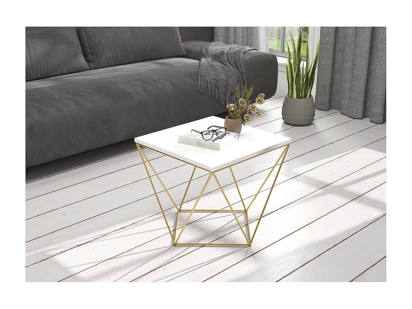 Table basse Dana Premium/Bois&Métal/Or&