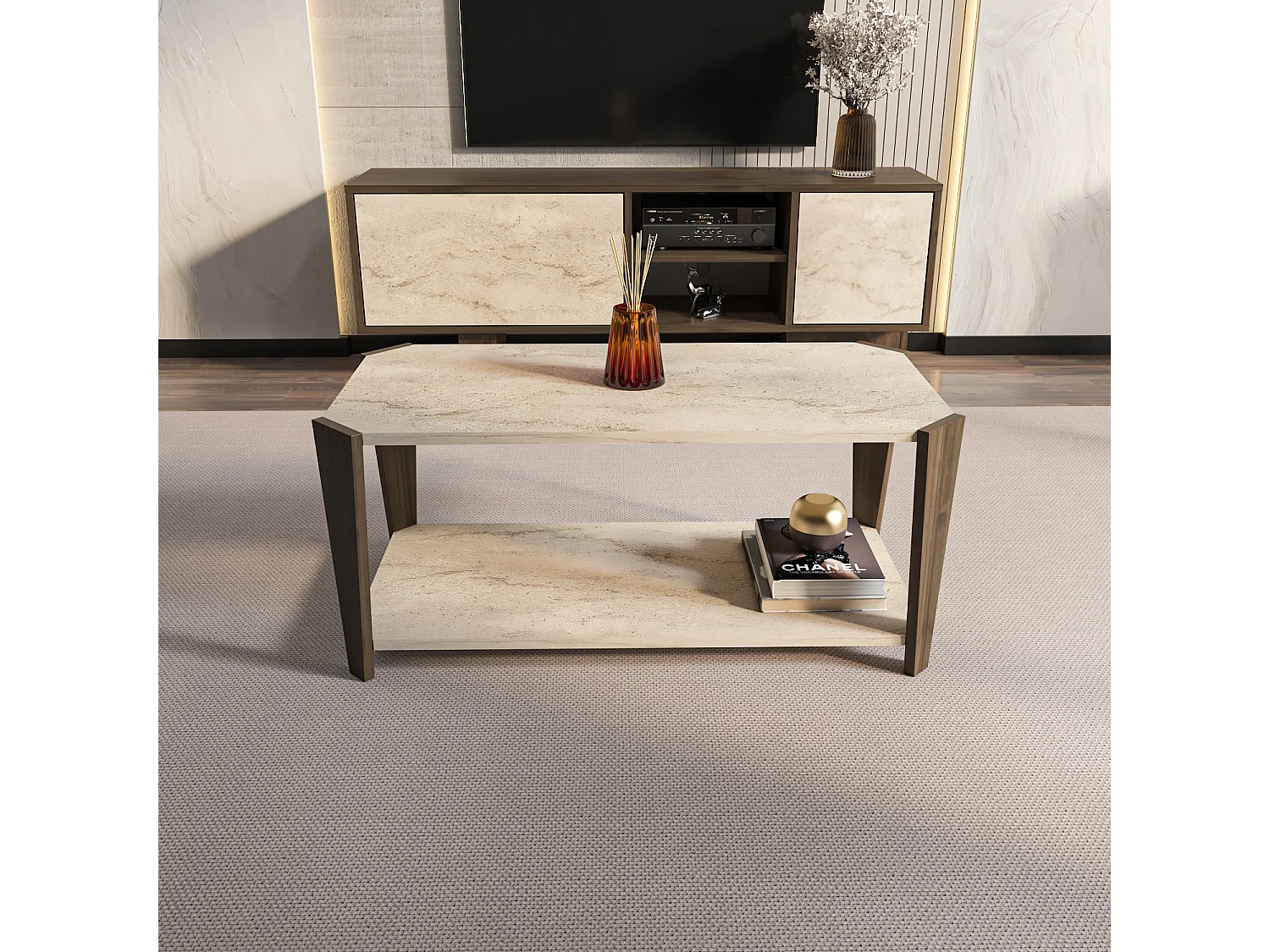 Decorotika Monaco 90 cm Rectangular 2-tier Coffee Table
