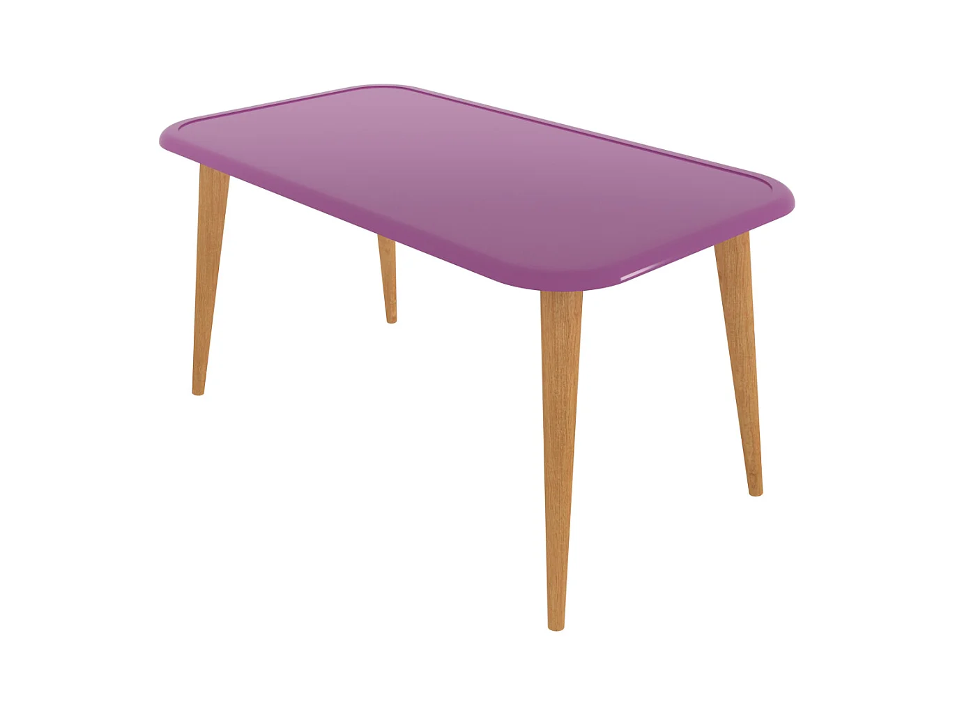 Bohemia Table Basse 90 cm avec Pieds en Bois (Prune)