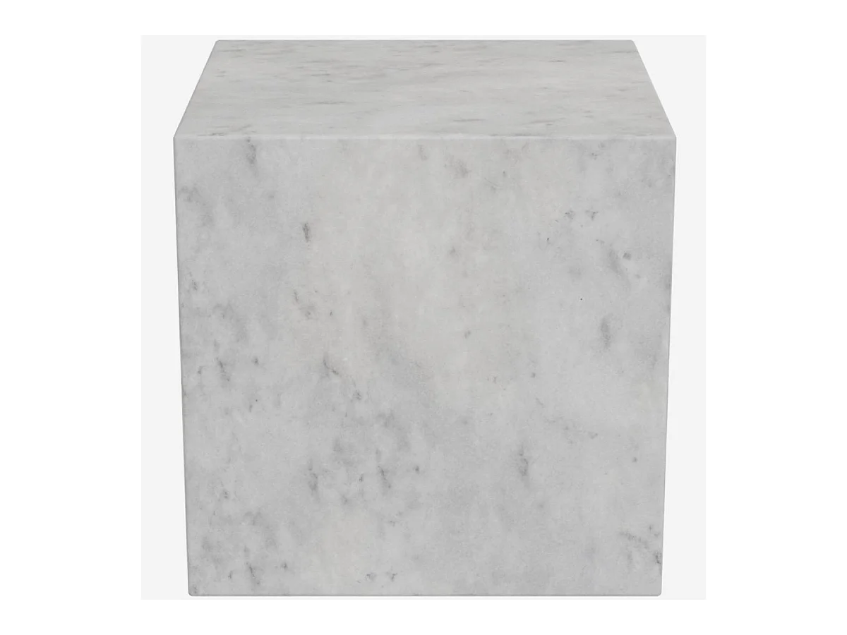 Habitat - Table d'appoint cube en marbre - Blanc - Adana