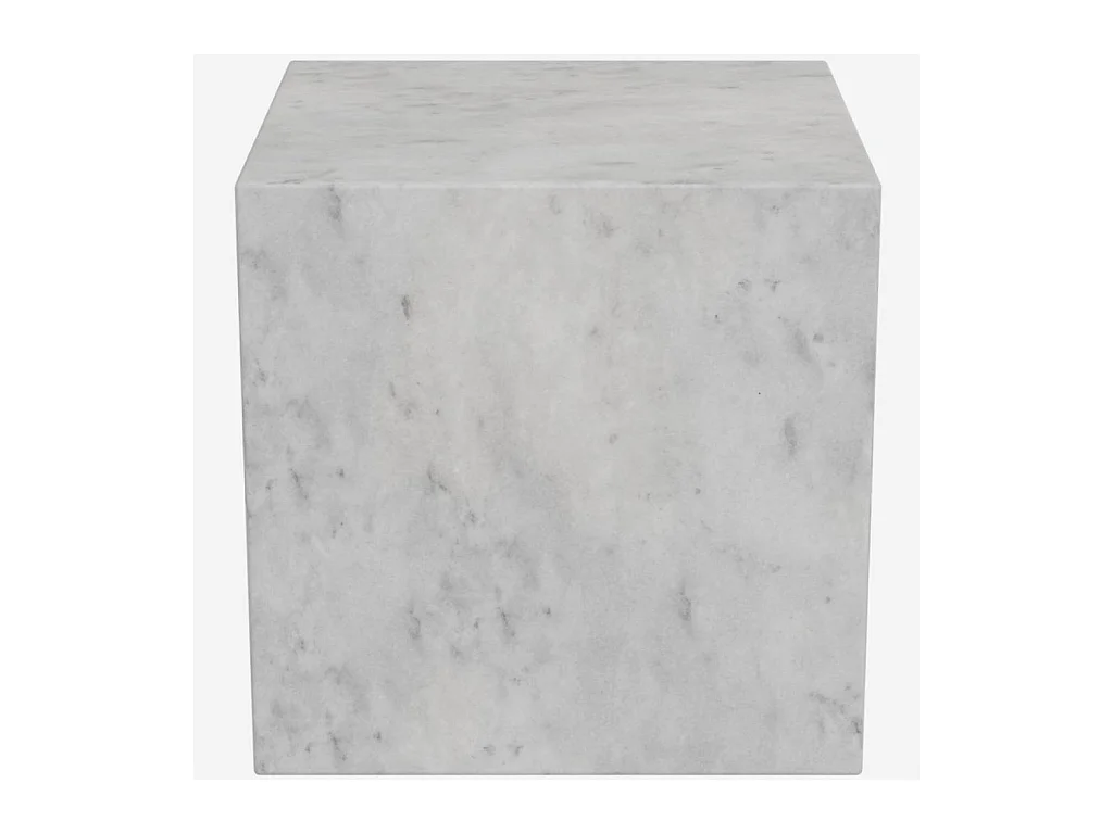 Habitat - Table d'appoint cube en marbre - Blanc - Adana