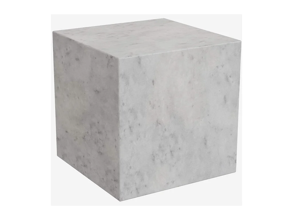 Habitat - Table d'appoint cube en marbre - Blanc - Adana