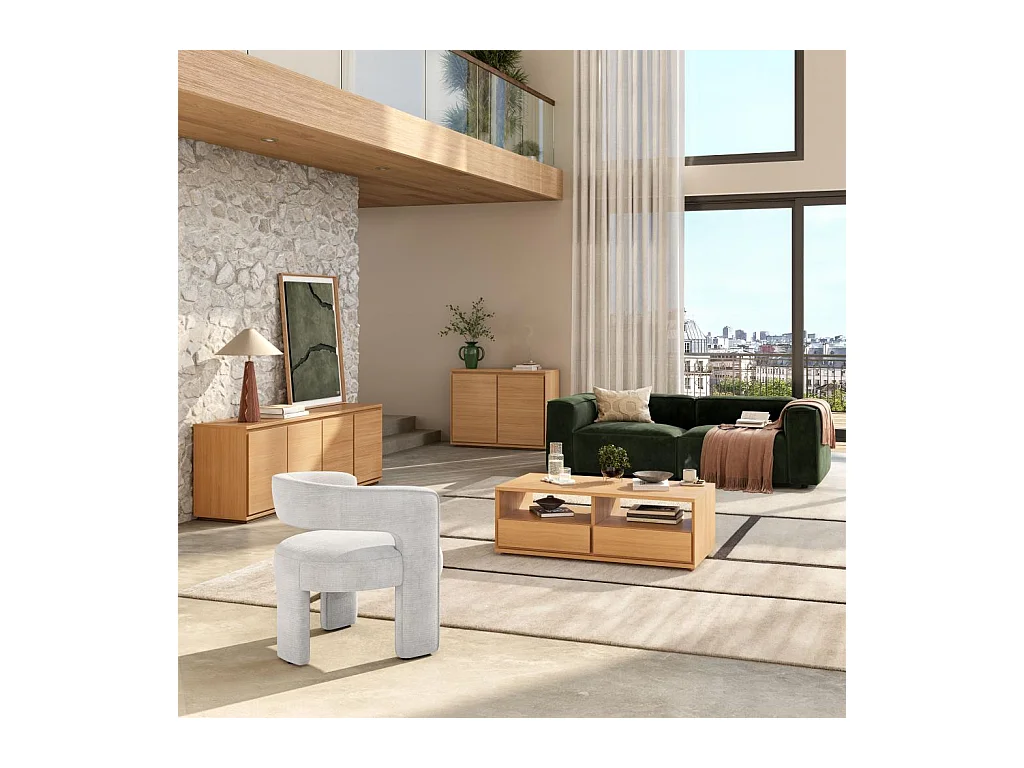 Habitat - Table basse avec rangements en chêne - Naturel - Hazo