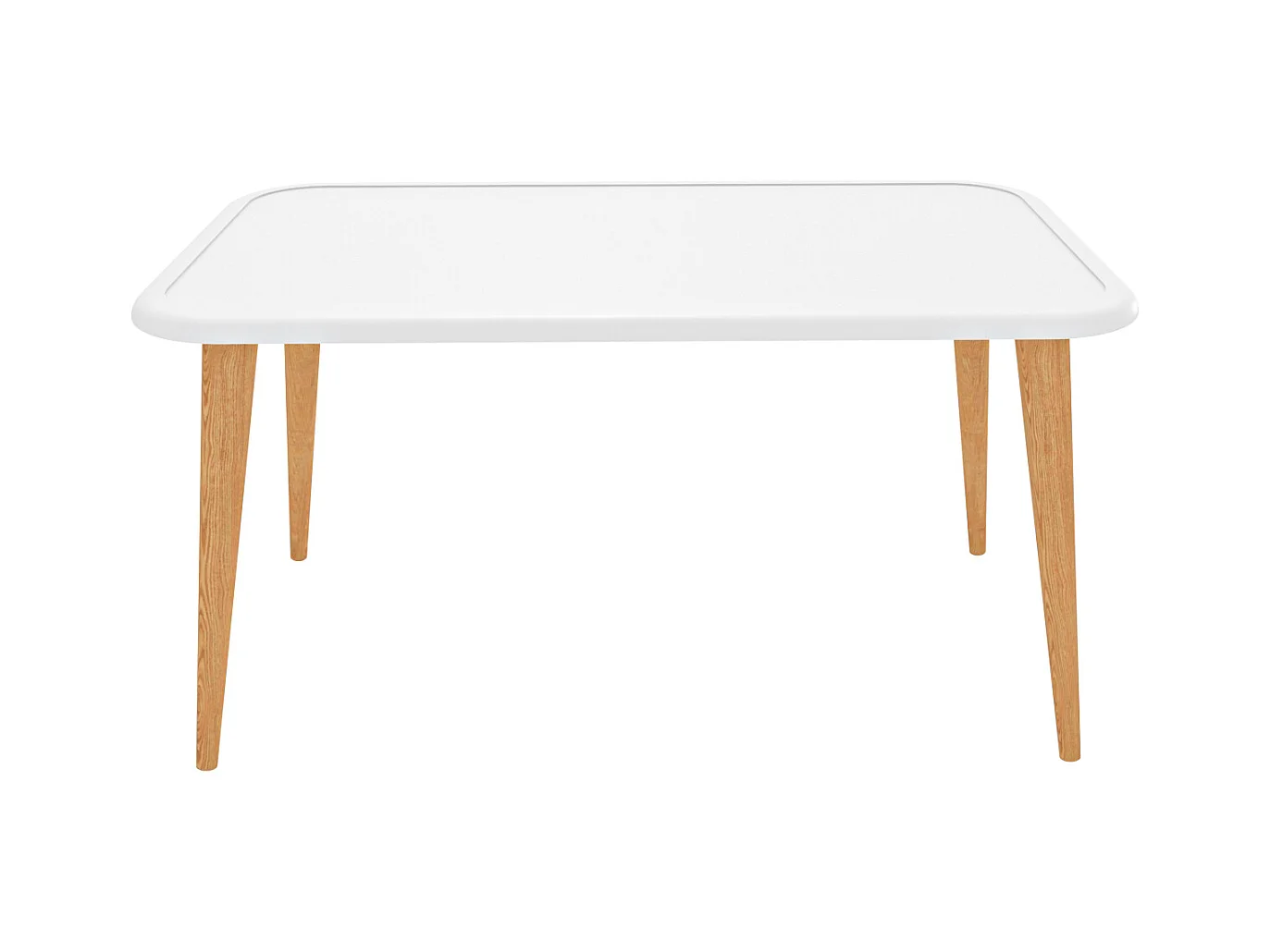 Bohemia Table Basse 90 cm avec Pieds en Bois (Blanc)