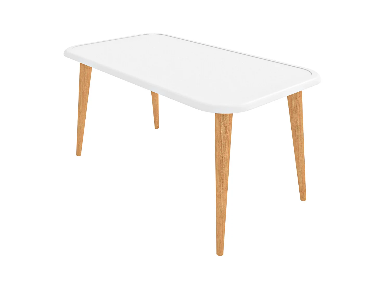 Bohemia Table Basse 90 cm avec Pieds en Bois (Blanc)