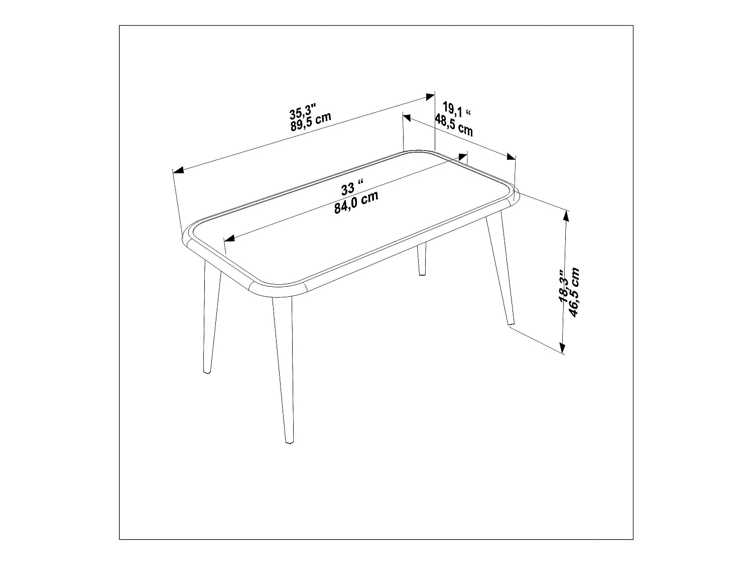 Bohemia Table Basse 90 cm avec Pieds en Bois (Blanc)