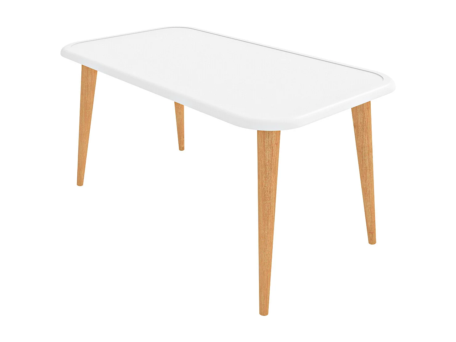 Bohemia Table Basse 90 cm avec Pieds en Bois (Blanc)