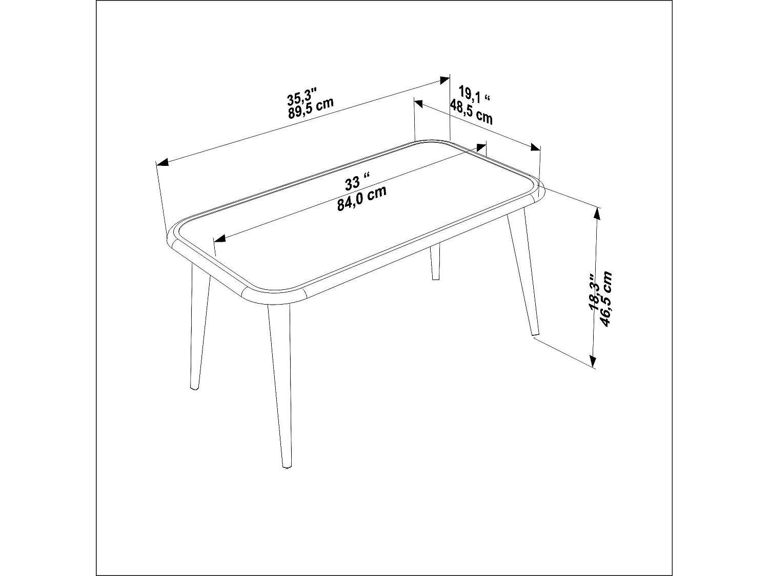 Bohemia Table Basse 90 cm avec Pieds en Bois (Blanc)