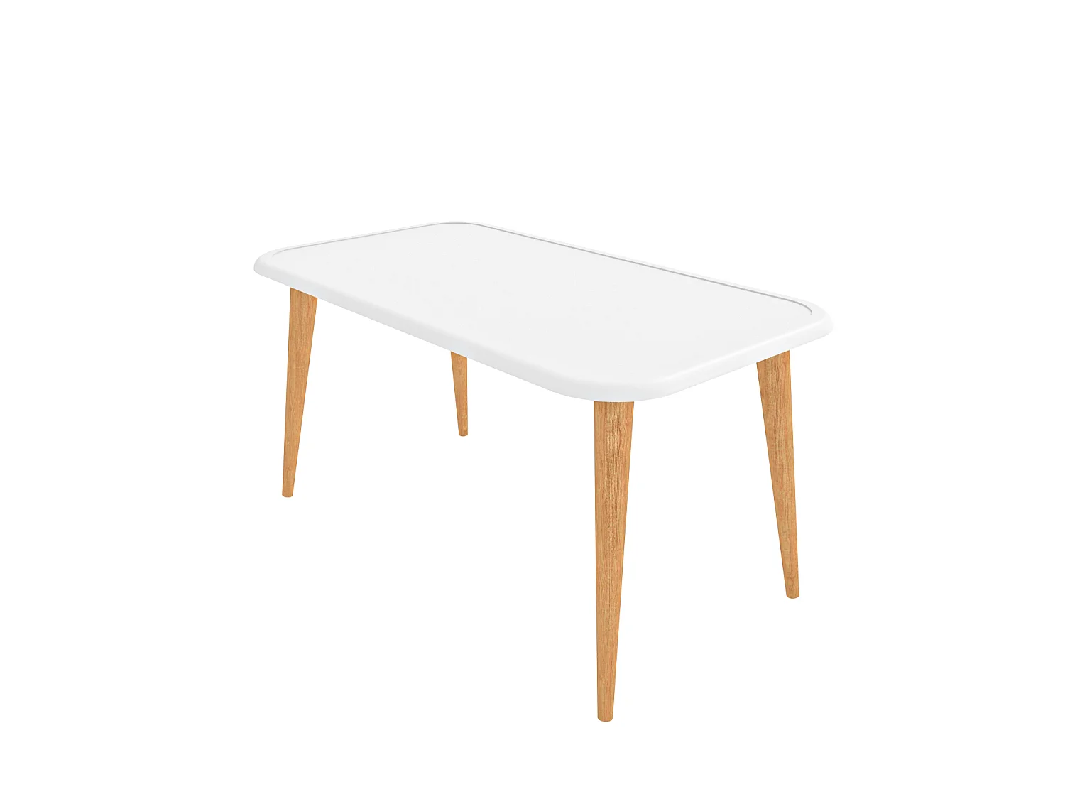 Bohemia Table Basse 90 cm avec Pieds en Bois (Blanc)