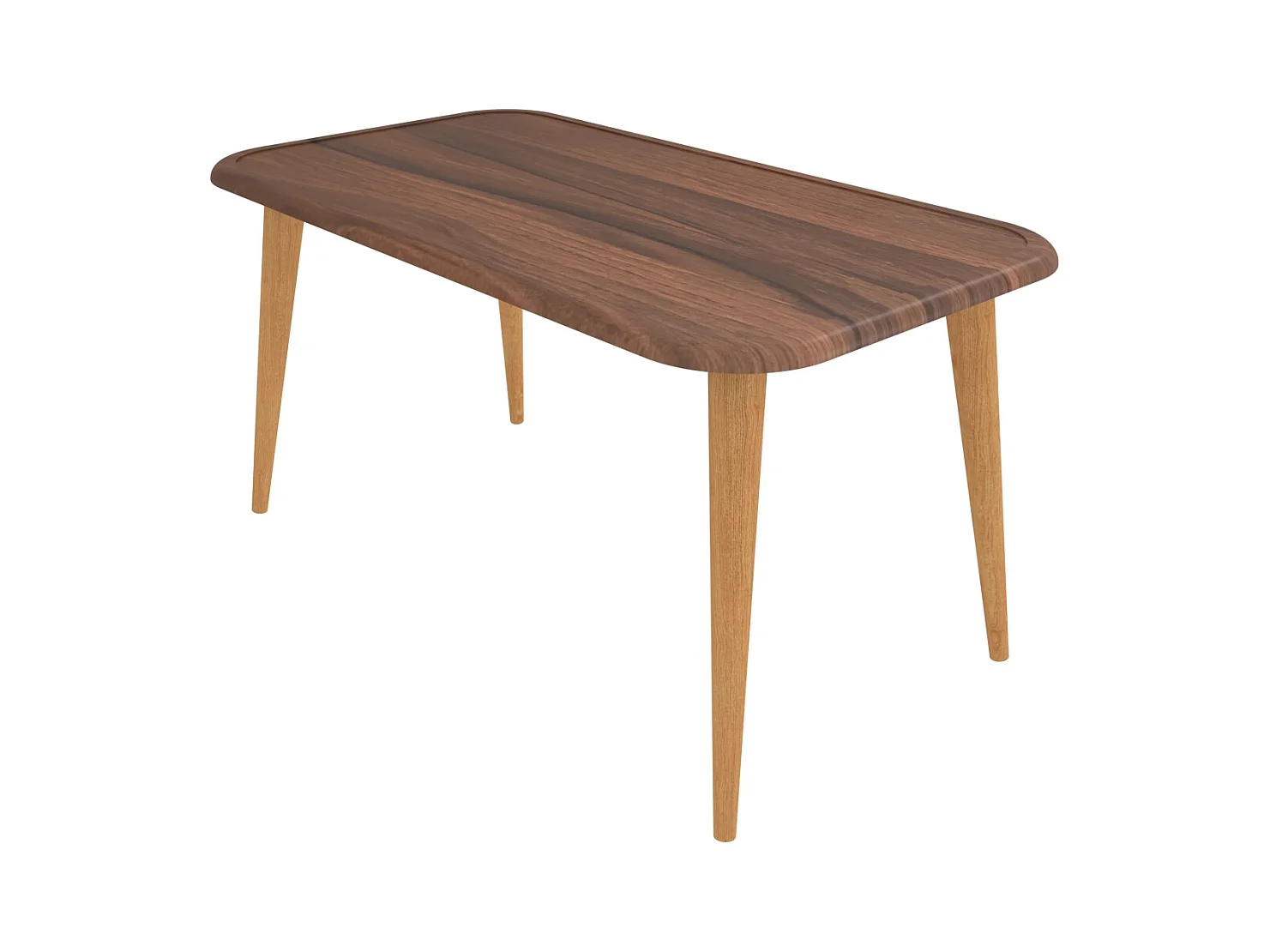 Bohemia Table Basse 90 cm avec Pieds en Bois (Noyer)