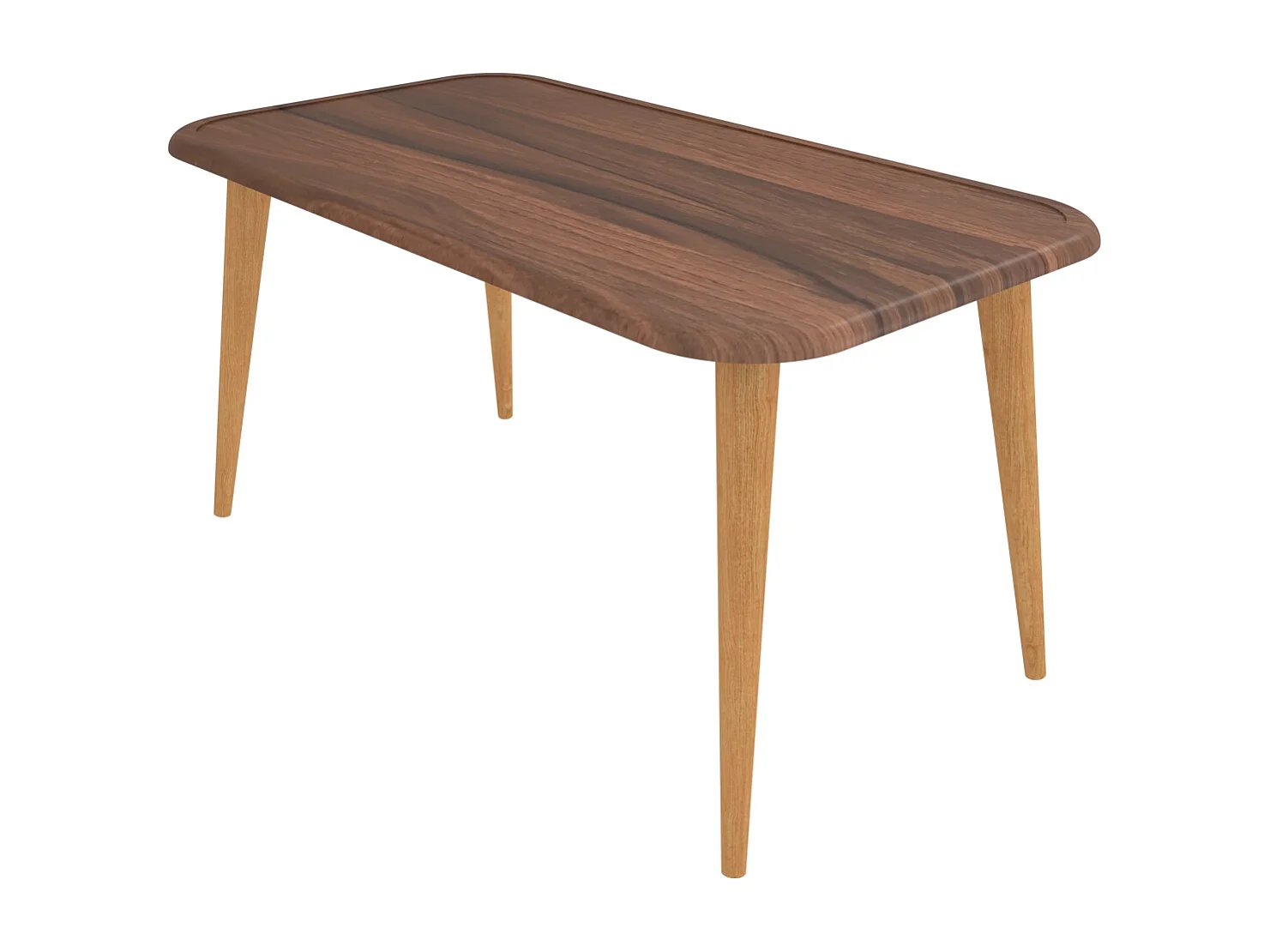 Bohemia Table Basse 90 cm avec Pieds en Bois (Noyer)
