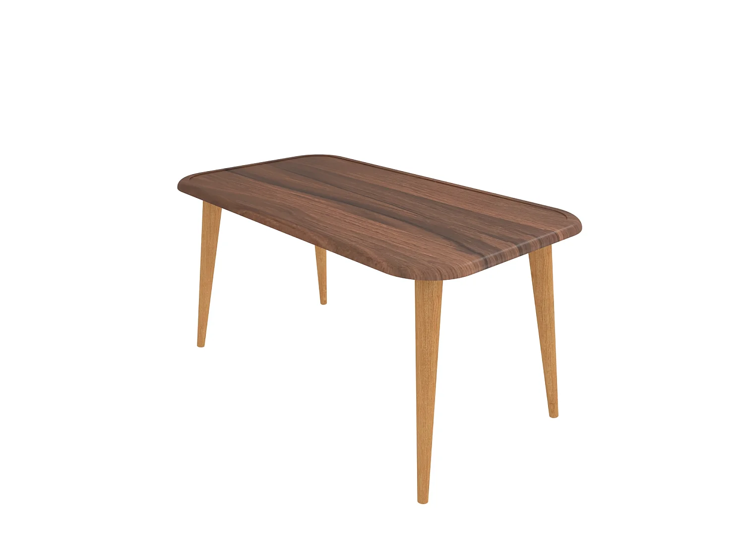 Bohemia Table Basse 90 cm avec Pieds en Bois (Noyer)