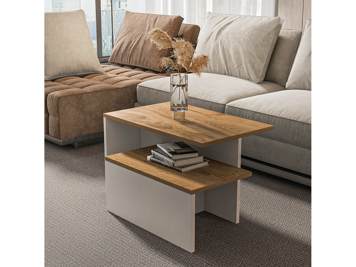 Decorotika Twins 2 Pieces Nesting Coffee Table - W 72 cm x H 42 cm x D 45 cm