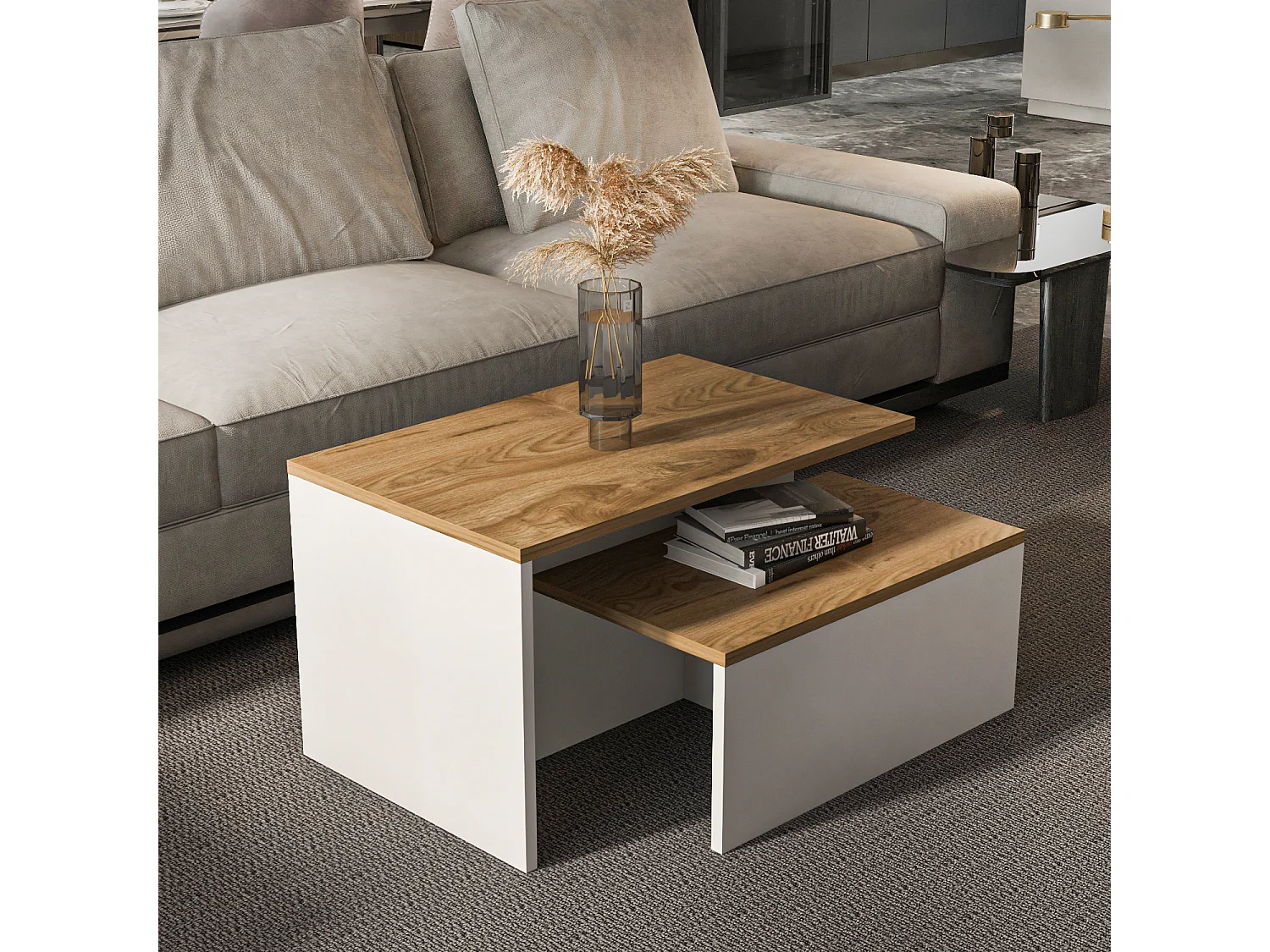 Decorotika Twins 2 Pieces Nesting Coffee Table - W 72 cm x H 42 cm x D 45 cm