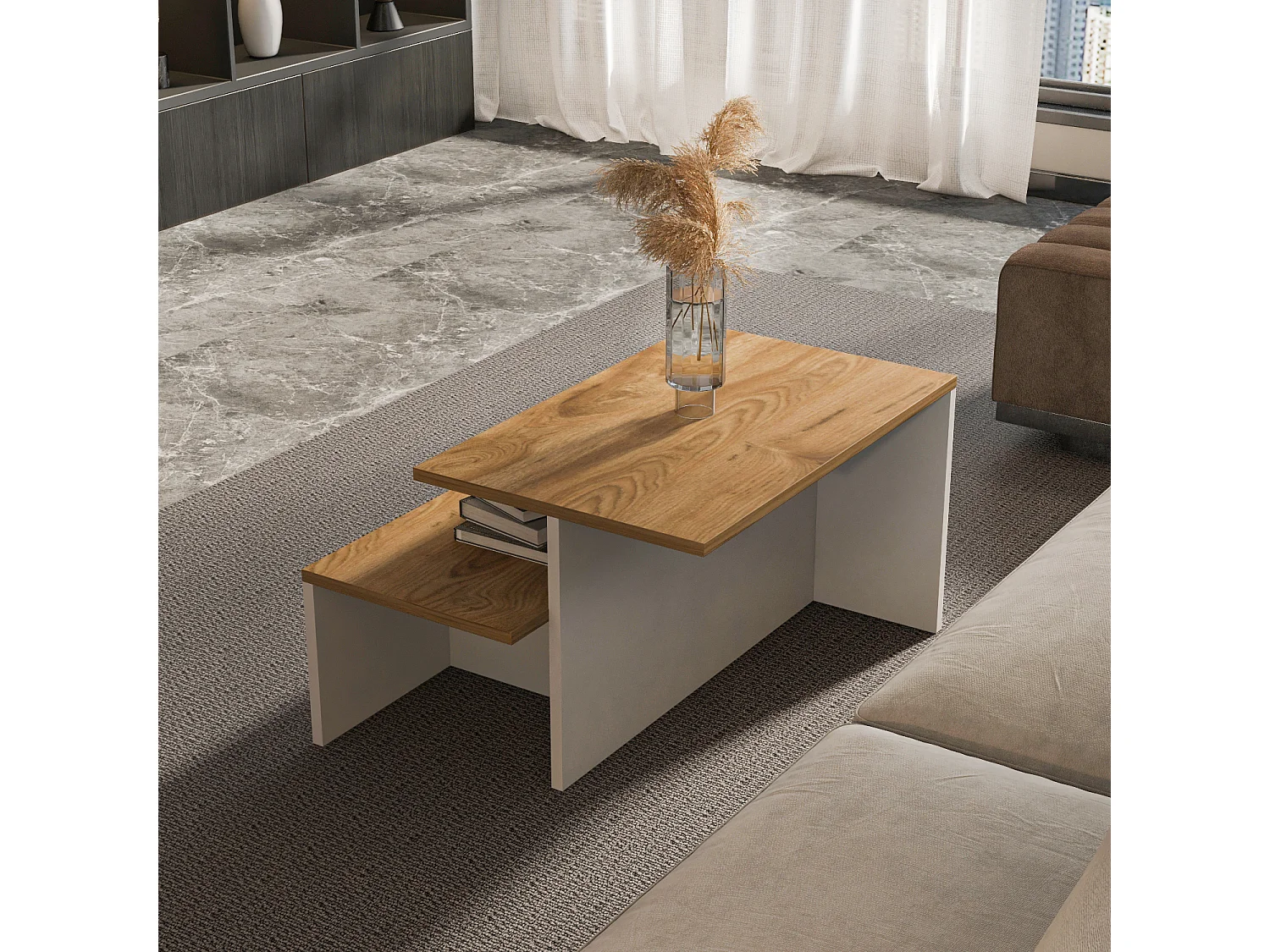 Decorotika Twins 2 Pieces Nesting Coffee Table - W 72 cm x H 42 cm x D 45 cm