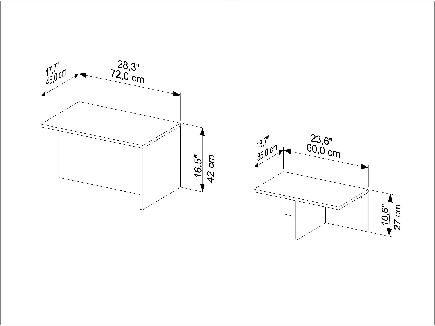 Decorotika Twins 2 Pieces Nesting Coffee Table - W 72 cm x H 42 cm x D 45 cm