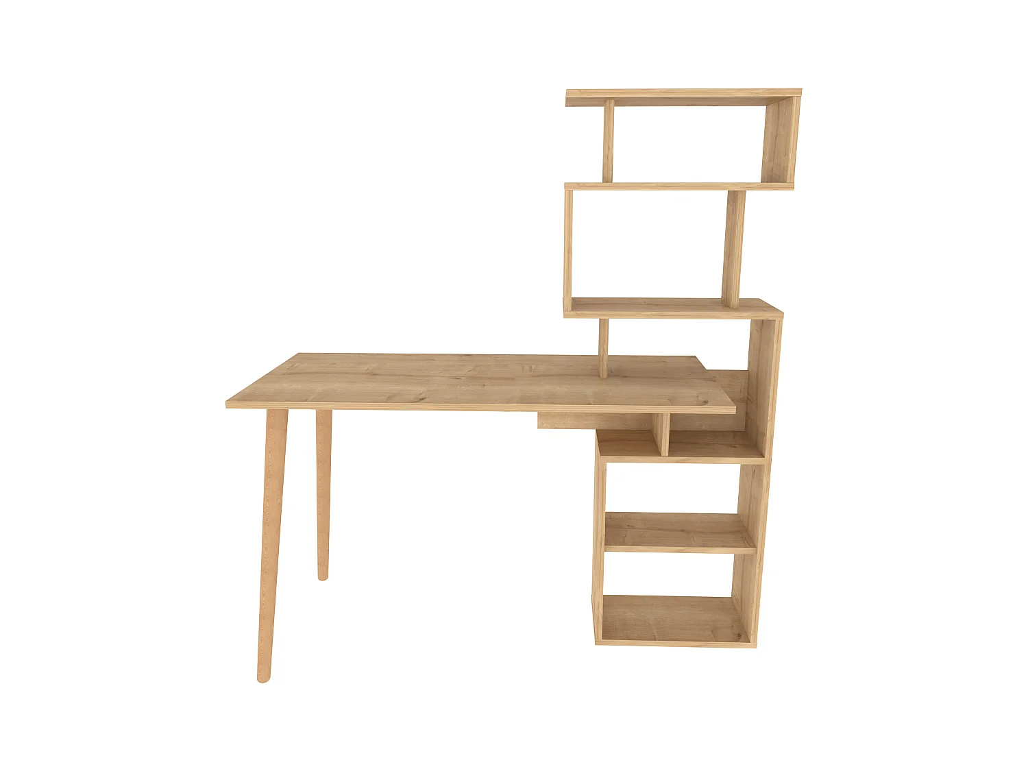 Vina Bureau 120 cm Longeur Étagères à 5 Niveaux Incluses (Chêne)