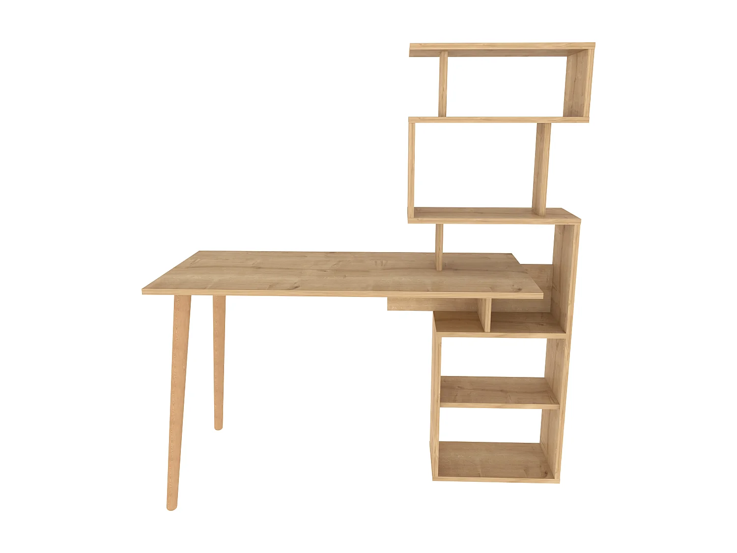 Vina Bureau 120 cm Longeur Étagères à 5 Niveaux Incluses (Chêne)