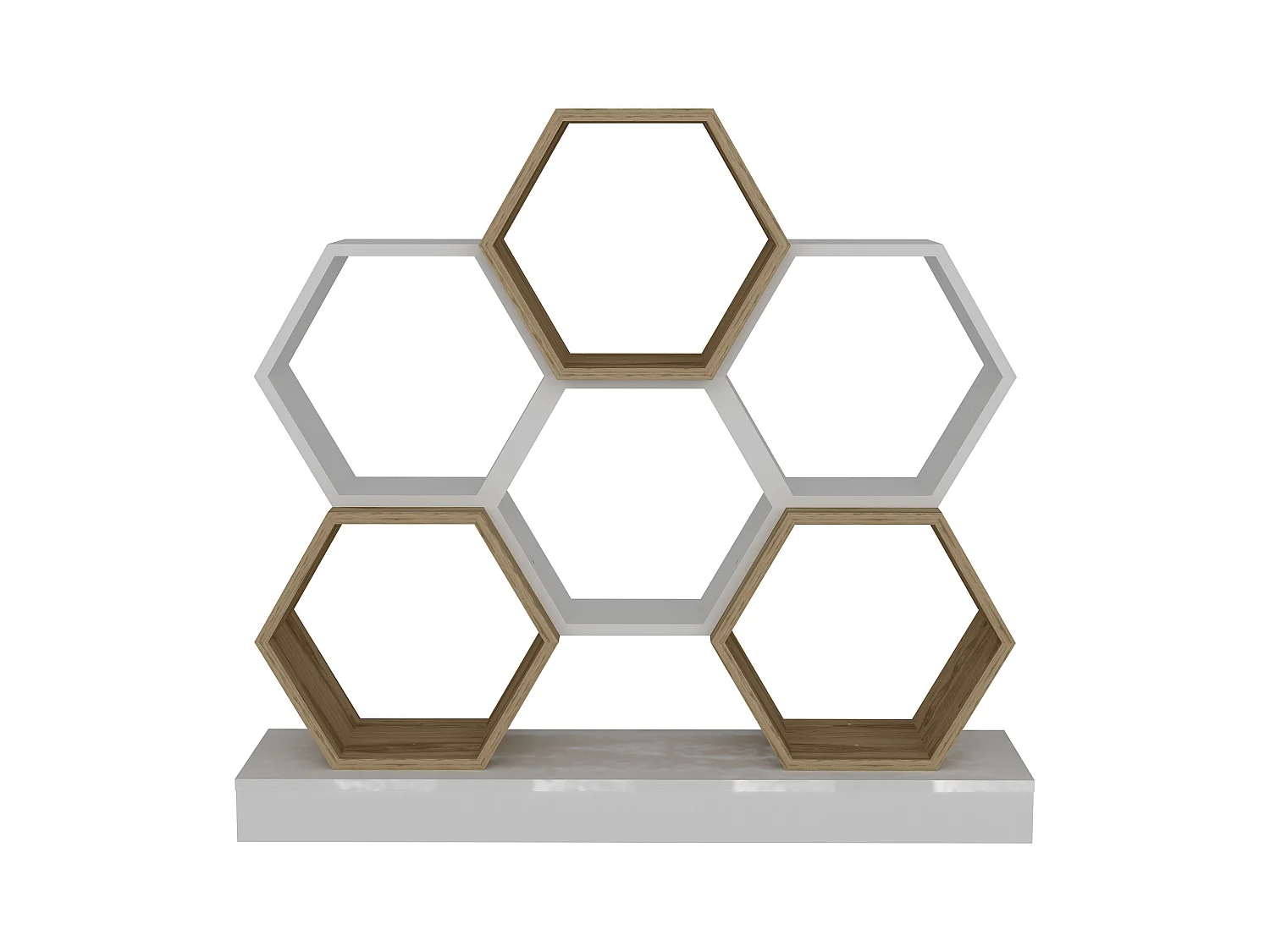 Cicek Bibliothèque 109 cm Hauteur Design Unique (Blanc et Oud)