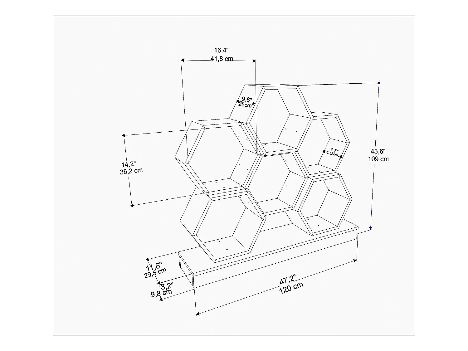 Cicek Bibliothèque 109 cm Hauteur Design Unique (Blanc et Oud)