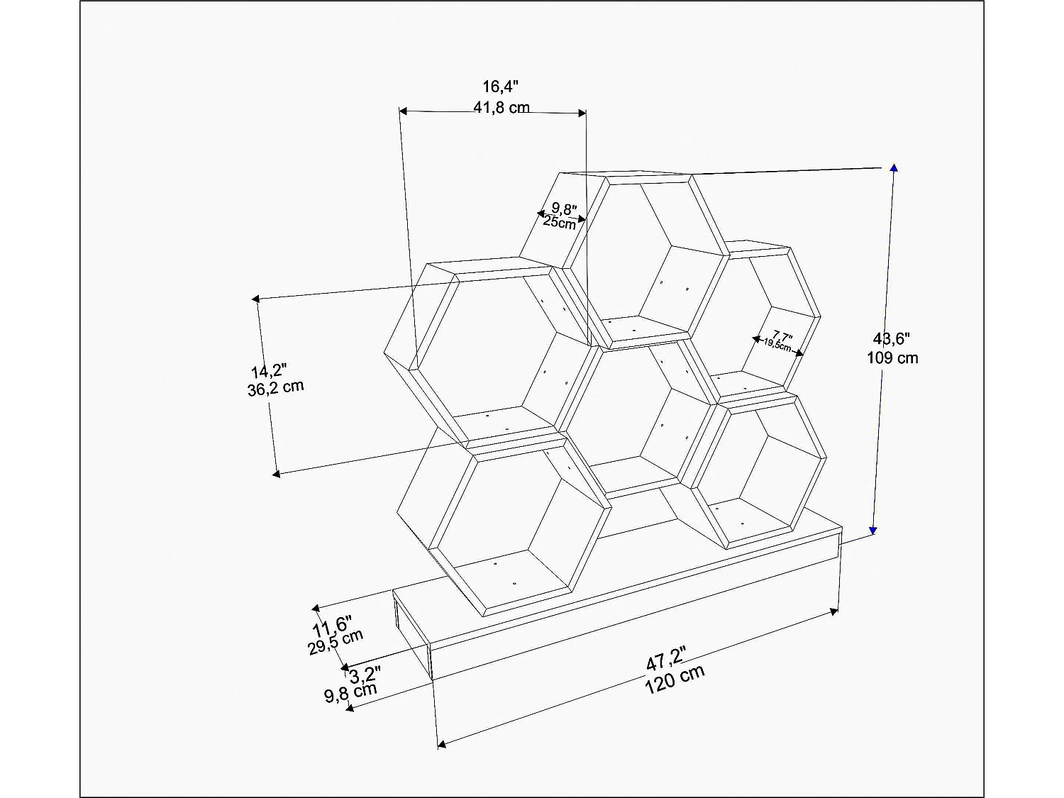 Cicek Bibliothèque 109 cm Hauteur Design Unique (Blanc et Oud)