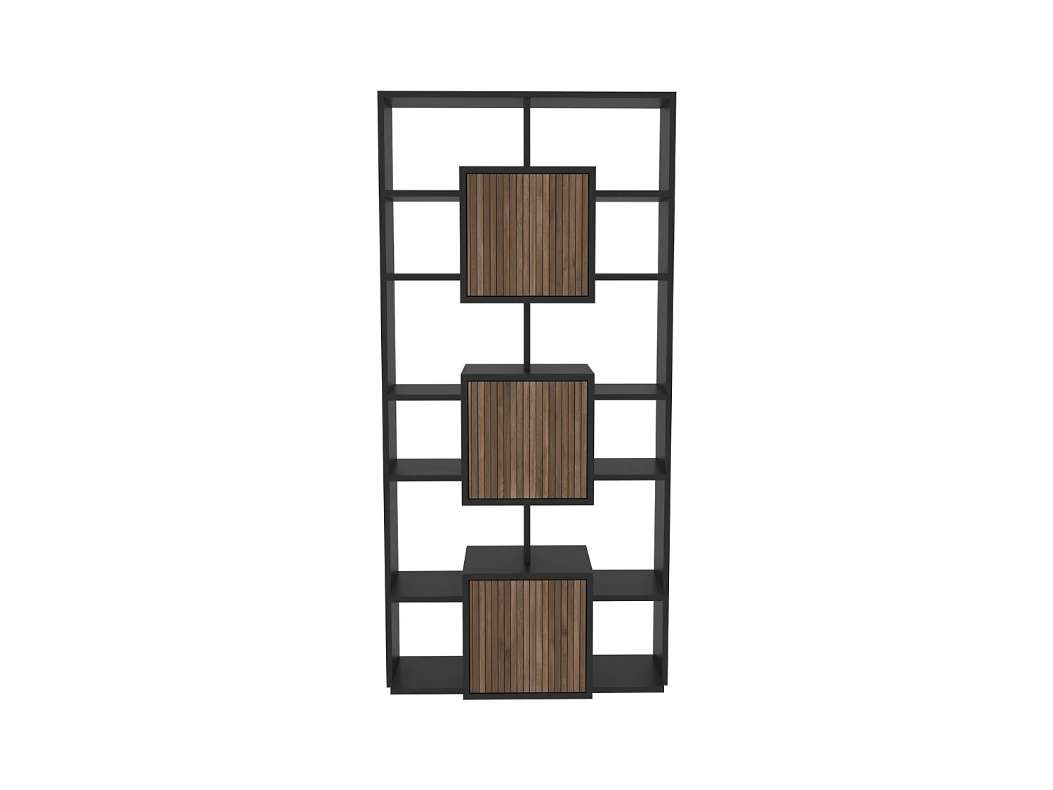 Monaco Bibliothèque Hauteur de 176 cm Armoires et Niches (Noir et Alina)