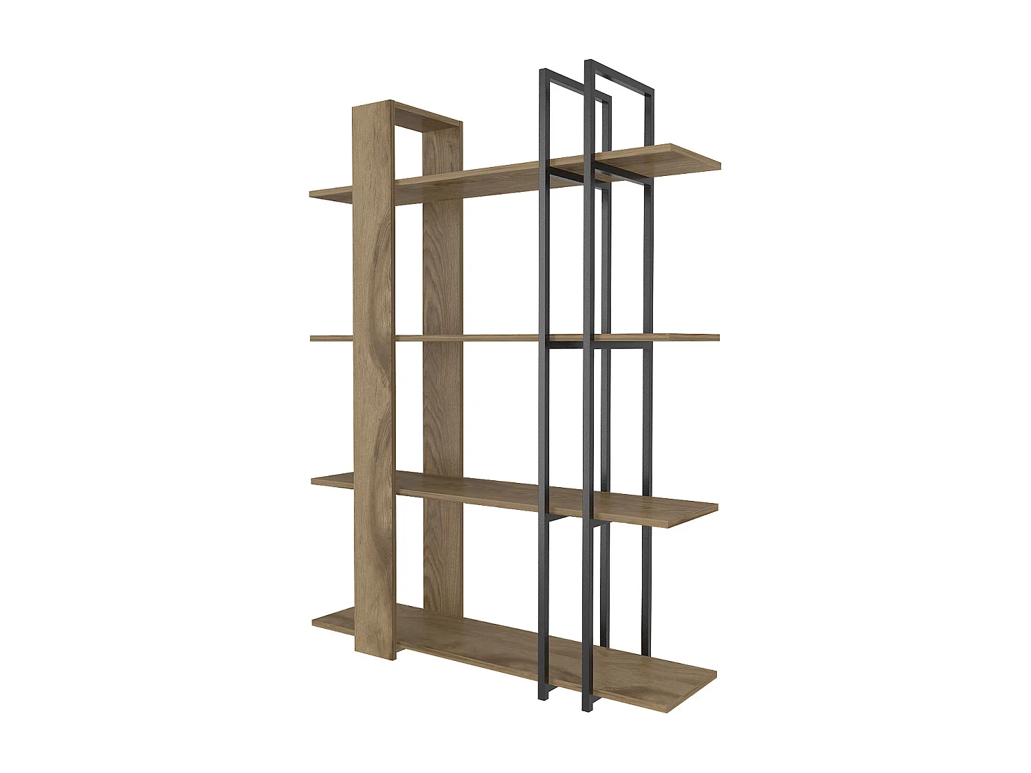 Onno Bibliothèque 160 cm Hauteur 4 Niveaux Cadre en Métal (Oud et Noir)